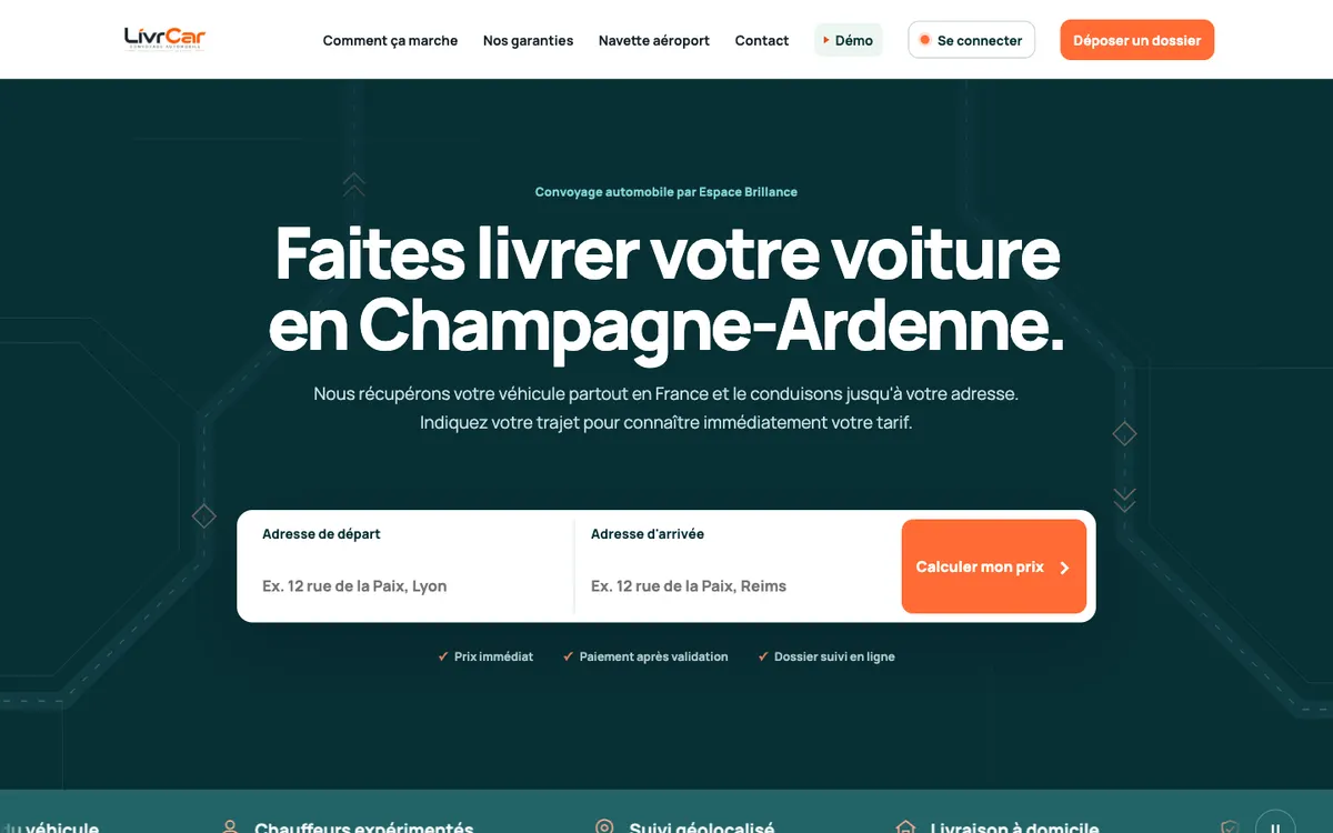 Aperçu du site livrcar.fr : Convoyage de véhicules vers la Champagne-Ardenne